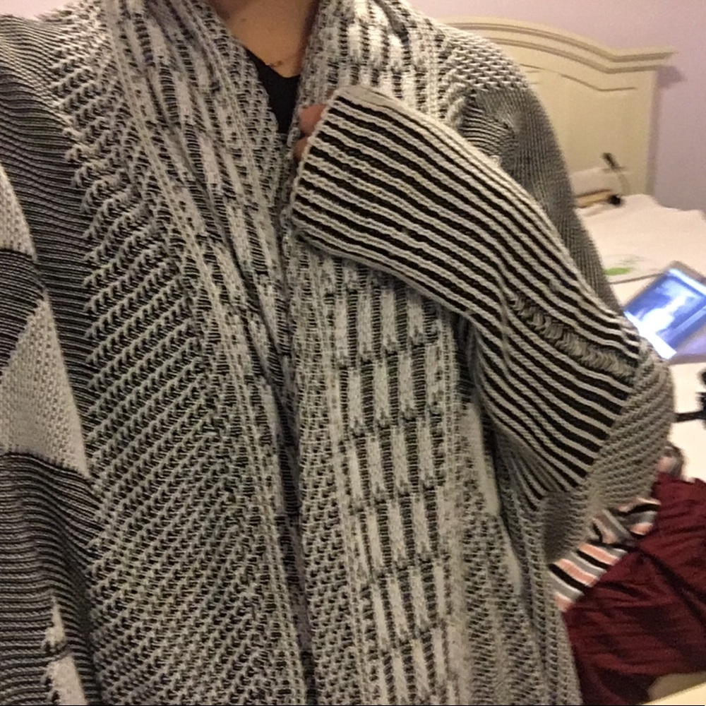 Long black and white cardigan